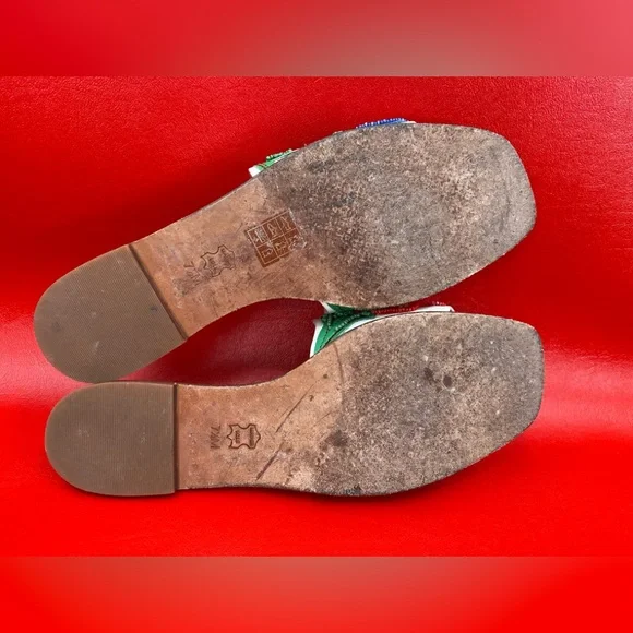 Tory Burch Bianca floral beaded flat sandals size 7 1/2 - Picture 10 of 14